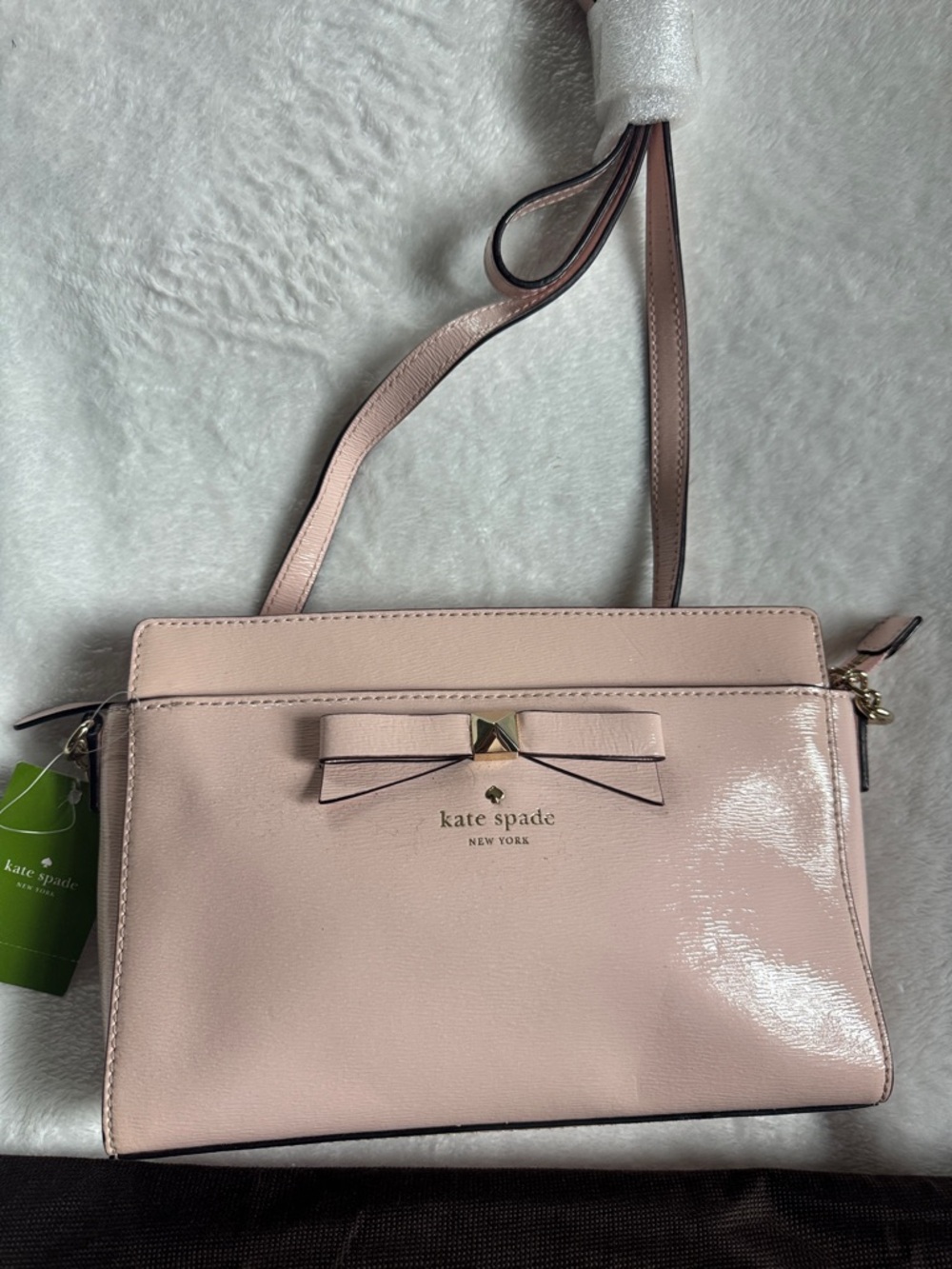 kate spade Pale Blush Patent Bow Crossbody Bag